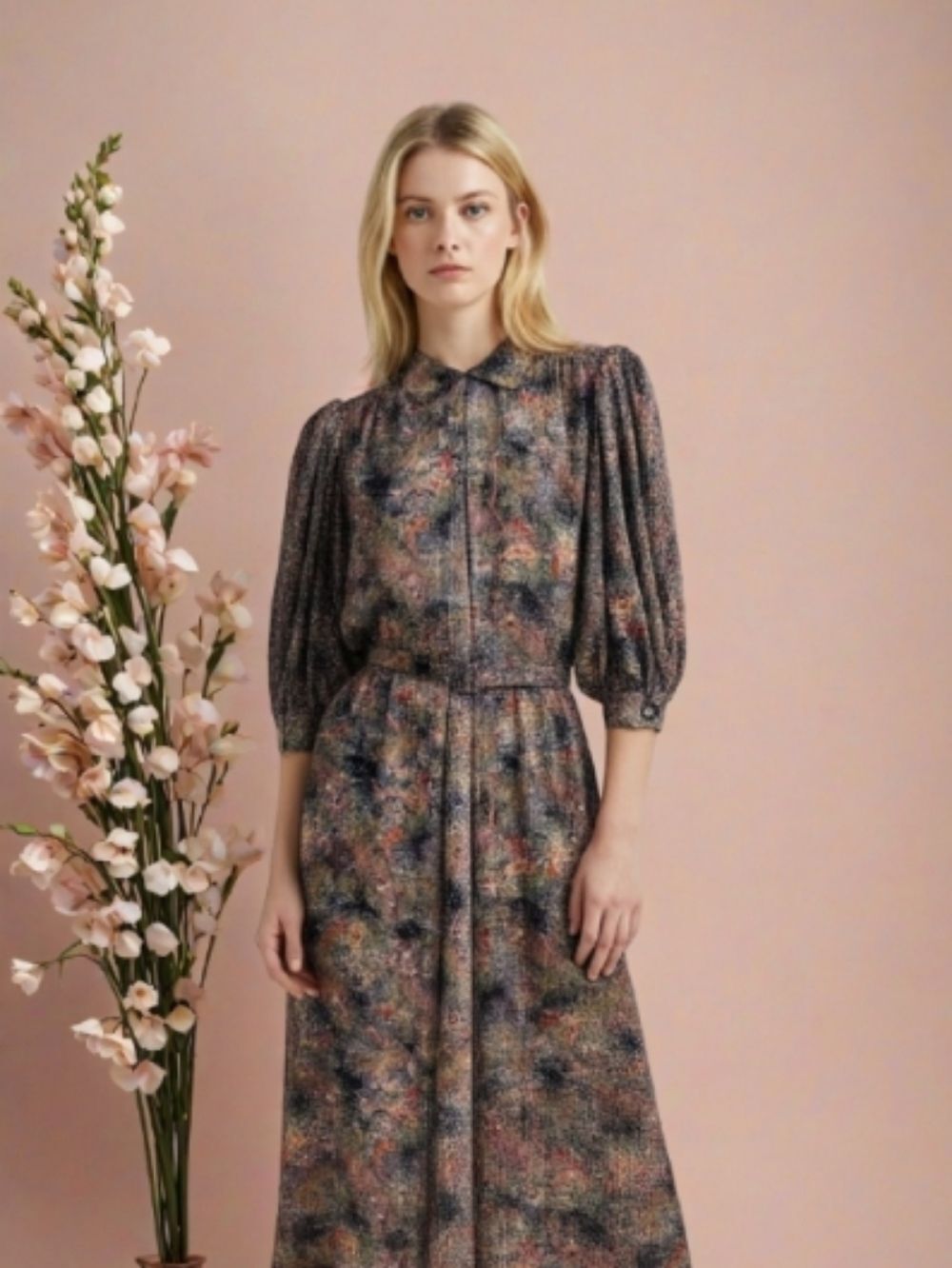 Vintage 70s Silk Albert Nipone Boho Paisly Print Dress Size Medium